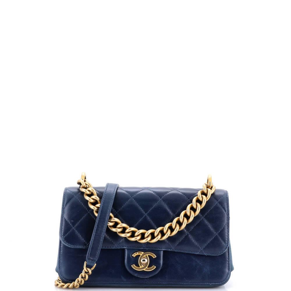 Chanel Small Paris-Cosmopolite Straight Lined Flap Bag Quilted Aged Calfskin